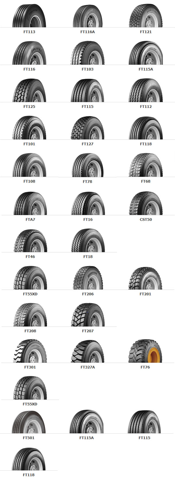 Gamme poids lourds Fortunel